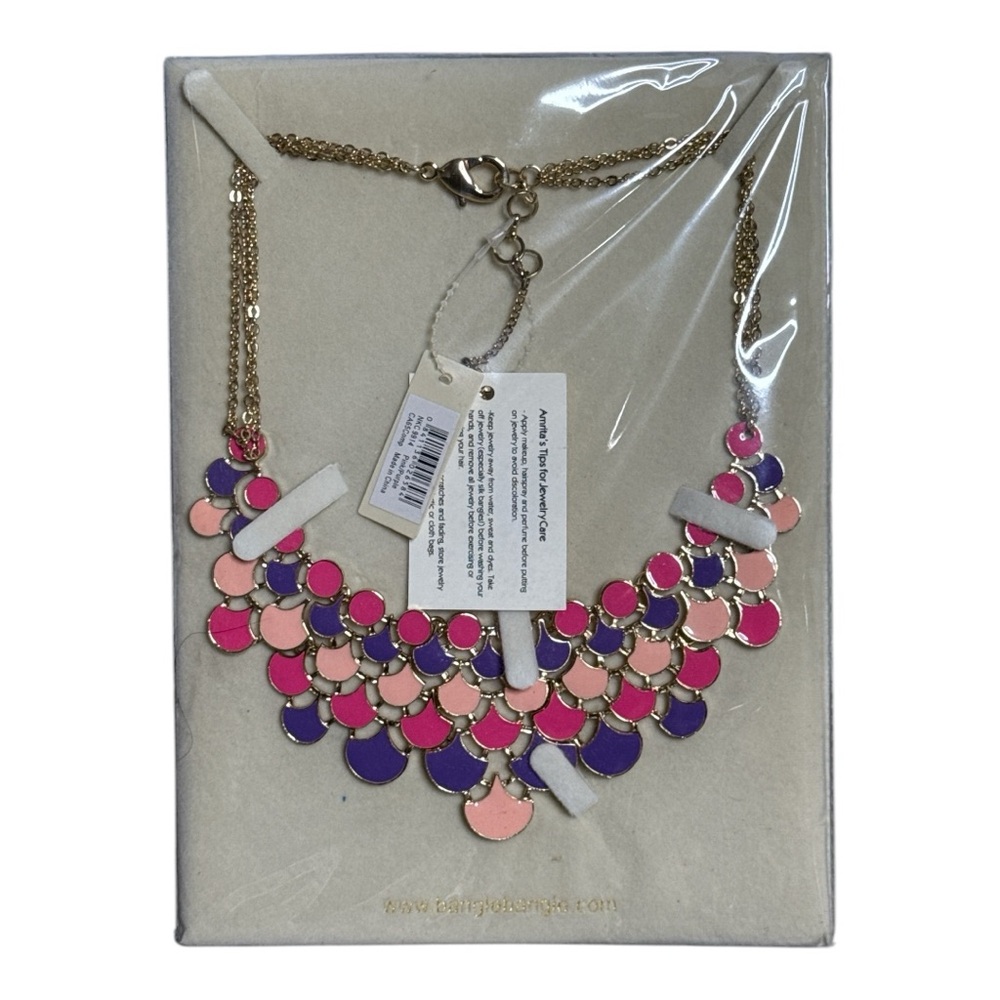 AMRITA SINGH PINK PURPLE BIB STYLE NECKLACE **NWT**